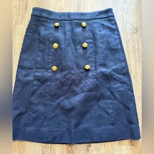 J. Crew Dark Blue Skirt with Gold Buttons
